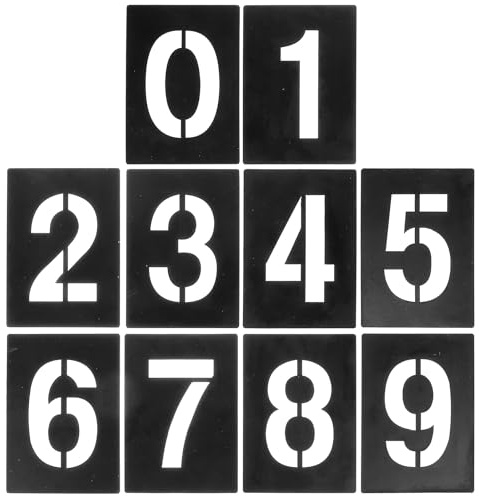 GLEAVI Pochoir Numero en Pvc Noir Réutilisable 0-9, Pochoir Numero Solide Adapté pour Peinture sur Bois et Décoration Maison