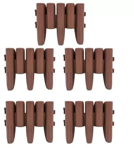 Vilgftyiet Plastic Lawn Edging 1.4 for M Brown Wood Look Garden Border for Flower Beds and Lawns, Compatible with Palisade Fencing, 5-Pack PP Landscape Edging