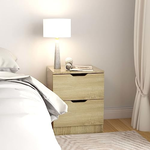 QUAHEAS Sonoma Oak Bedside Table 40 x 40 x 50 cm, Modern Side Table Made of Durable Chipboard for Bedroom, Living Room, with Storage Space