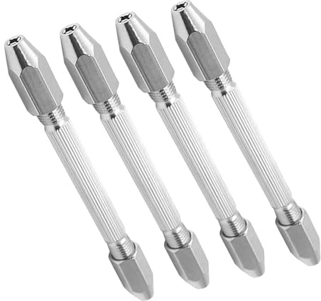 SOESFOUFU 4 Piezas Mini Pinza de Brocas Doble Cabeza Hexagonal Taladro Manual para Joyería Reparación de Relojes y Manualidades con Mecanismo de Liberación Rápida