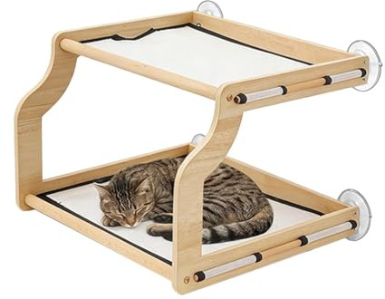 Posatoio da Finestra per Gatti Interno A Due Forniture Animali | Mensola e Amaca per Gatto da Davanzale Da Arrampicarsi, Prendere Il Sole, Giocare Su Davanzale Interno, E Comodino