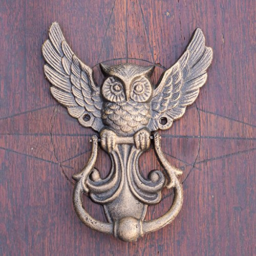 Antikas Heurtoir de porte - En forme de chouette - Poignée de porte en fonte - Style ancien.