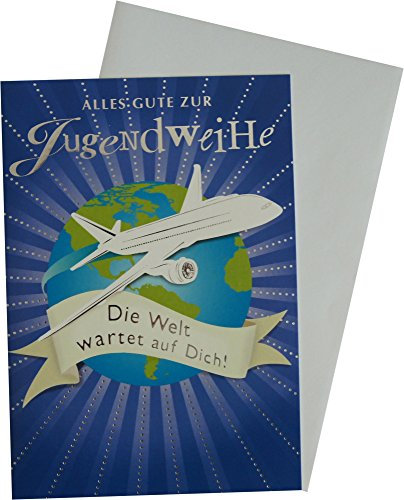 Perleberg Karte zur Jugendweihe - Basic Classic Collection - Jugendweihe Geldgeschenke für Jungen & Mädchen - Jugendweihekarten Mädchen & Jungs - Postkarte mit Umschlag in 11,6 x 16,6 cm