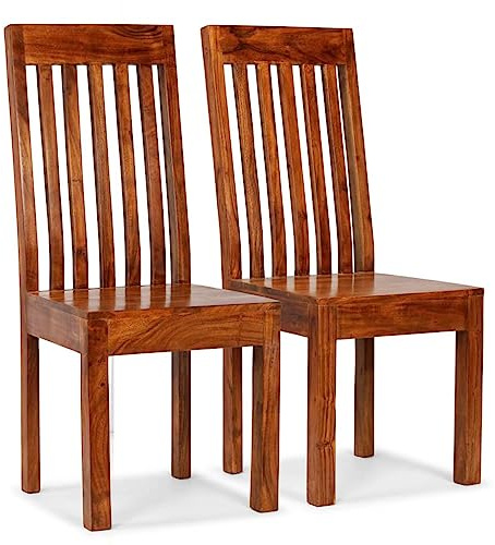vidaXL Esszimmerstühle 2 STK., Esszimmerstuhl Hochlehner, Holzstuhl Stuhl für Esszimmer Küche, Essstuhl Küchenstuhl, Massivholz mit Honigfarbenem Finish