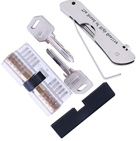 Loboo Idea 7in1 Lockpicking Set mit transparentem 2in1 Trainingsschloss mit E-Guides für Anfänger und Profi Schlosser