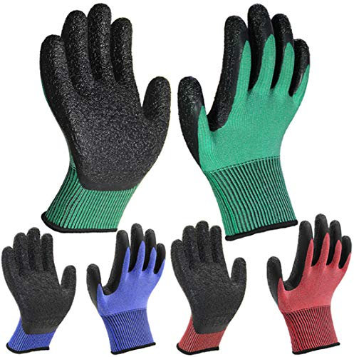 PROGANDA Gardening Gloves 3 Pairs Ultra-Grip Work Gloves Non-Slip Latex Coated Colourful Garden Gloves Verstile for House Car Cleaning Fishing Outdoor Tasks