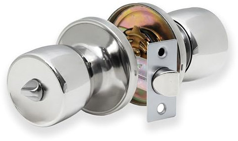 XFORT Tulip Privacy Knob Set Polished Chrome, Door Knob with Lock for Internal Wooden Bathroom Doors