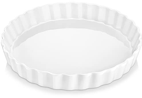 LOVECASA, Kuchenform, Auflaufform aus Porzellan, 1 Stück, 26 cm, für Muffin, Backen, Quiche, Pizza, Nudeln, Grill, 1580 ml