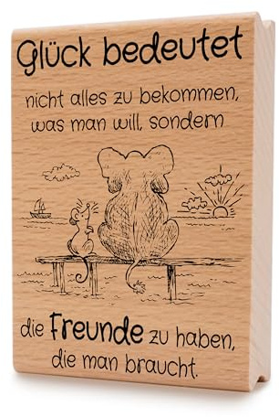 NEWSTAMPS Stempel Glück bedeutet Motivstempel groß aus Holz & Gummi zum Karten basteln, Holzstempel, Sprüche, Spruchstempel, Textstempel, Schrift, Scrapbook, Textilstempel, Deko