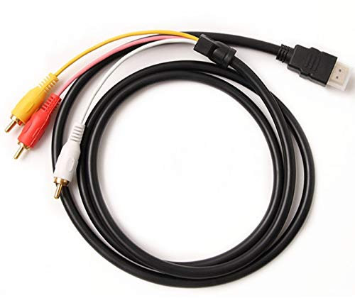 Yiany Câble HDMI vers RCA, 1080P HDMI mâle vers 3 RCA Audio Vidéo Câble Adaptateur convertisseur de Composants AV pour TV HDTV DVD - 1,5 m