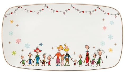 Lenox Serveware, Merry Grinchmas Tray, 13.75 x 7.5-Inch, Food Tray, Microwave Safe & Dishwasher Safe Porcelain, Grinch Winter Serving Tray, Christmas Decor, Christmas Table Centerpieces (1 Piece)