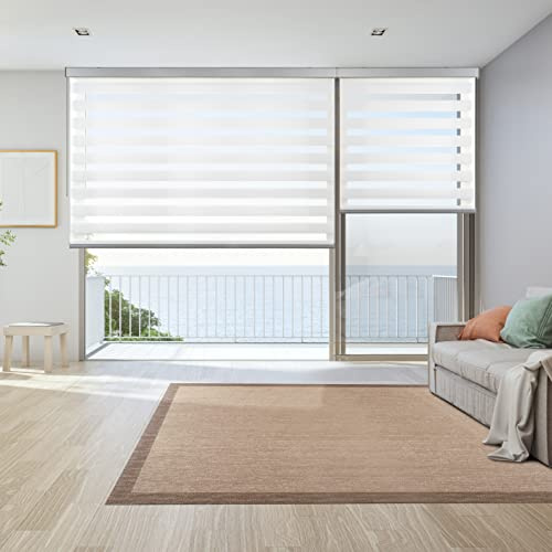 Doppelrollo hohe Qualität für Fenster einfache Montage 180x250 cm Weiß | Duo Rollo Premium mit eckiger Kassette und Aluminiumkette Fensterrollo Stoffbreite 178 cm StoresDeco