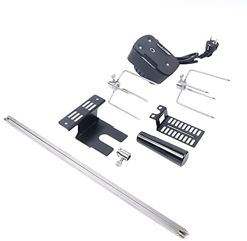 Brochette de rôtissoire pour barbecue, outils de barbecue motorisés, crochet à viande de rôtisserie 80 cm avec ensemble de moteur de rôtisserie pour barbecue intérieur extérieur