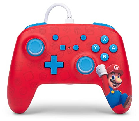 PowerA Manette filaire améliorée pour Nintendo Switch, modèle Switch OLED et Nintendo Switch Lite, accessoire de jeu, manette de jeu, manette filaire, sous licence officielle - Woo-hoo! Mario