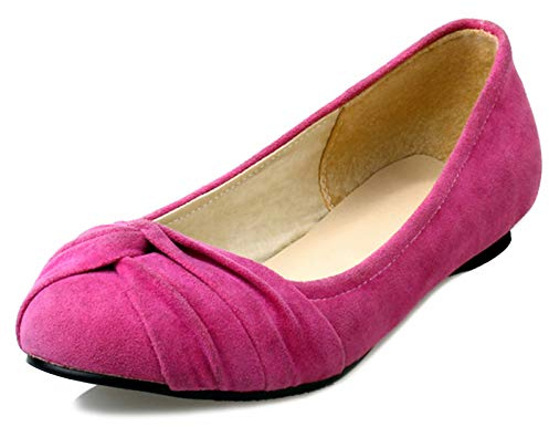 Bailarinas Planas Mujer, Zapatos Solid con Lazos Zapatos Sin Cordones Punta Redonda 125 Rojo Talla 43 EU