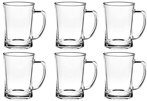 TUSAPAM 6 Pack Heavy Large Beer Glasses with Handle - 22 Ounce Glass Beer Steins, Traditional Beer Mug glasses Set
