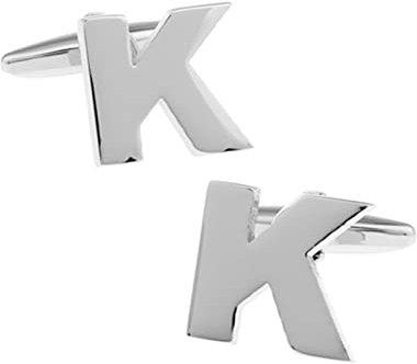 Wycian Manschettenknöpfe Initialien, Cufflinks Silver Buchstabe K Kupfer 1.5X1.4CM für Männer Vater Freund Tuxedo Shirt