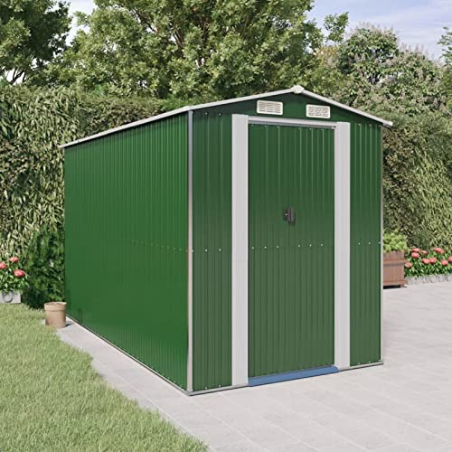 Capanno da Giardino, Pratico con Porte Scorrevoli e Ventilazione Anteriore/Posteriore 192x357x223 cm Acciaio Zincato per Attrezzi da Giardino e Mobili Esterni