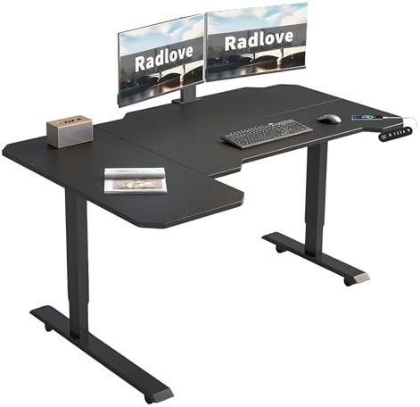 Radlove Bureau Réglable en Hauteur électriquement, Bureau Debout avec 4 Commandes à mémoire et Technologie Anti-Collision (Noir, 78 x 150 cm)