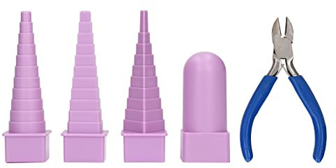 Schmuckdorn, 4 Stück Lila Ringdorn, Rund, Oval, Dreieckig, Quadratisch, Schmuckherstellungswerkzeug mit 12,7 Cm Nylon-Kettenzange für die Schmuckherstellung, Metallwicklung