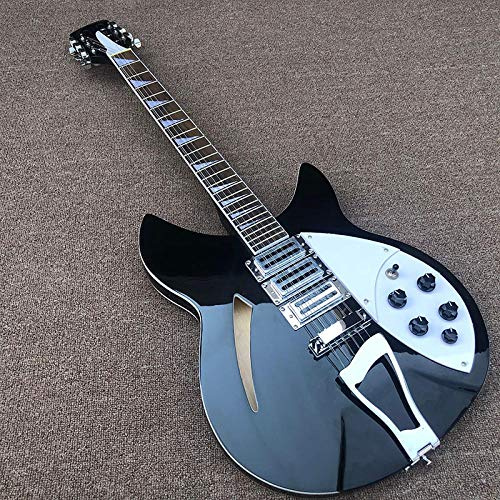 CAZARU Guitare 12 Cordes Guitare électrique Guitare électrique Corps de Peinture Noire avec Touche Triangulaire incrustée Guitare Acoustique Hyococ