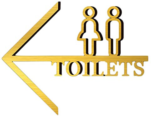 RiJpex Toilettenschild, Toilettenschilder, Toilettenschild, Badezimmerschilder, Toilettenschild aus Acryl, Toilettenschild for Männer und Frauen mit Pfeil, 30 x 22,9 cm (linker und rechter Pfeil)