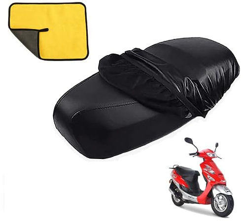 HORREX Funda Asiento Moto de PU Universal para Motocicleta Funda de Asiento | Protección del Asiento de Moto, Incluye Paño Lavar el Coche, Impermeables Protección Solar para Todo Tipo de Motos y Scooters