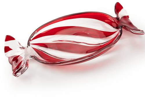 SHOWLOUE Glass Candy Platter, Christmas Platter Dish Serving Dessert Plates Christmas Dinnerware Tray Decorative Plates for Xmas Holiday Party Favor, Large
