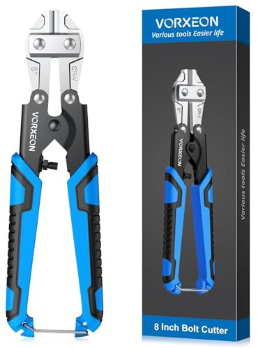 VORXEON 8/218mm Bolzenschneider Klein (bis Ø2,3mm) | Chrom-Vanadium Drahtschneider Mit Rutschfesten Griffen & Schloss | Schneidet Ketten, Stahl-, Eisen-, Kupferdraht