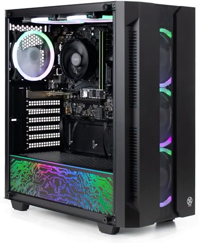 XUM Elite Prebuilt Gaming PC: AMD Ryzen 5 5600G, Radeon Vega 7 Integrated Graphics, 16GB DDR4 RAM, 256GB NVMe SSD, 1TB HDD, 500W PSU 80+ Bronze, aRGB, WiFi 5, Windows 11 Home, Entry Level, Black Case