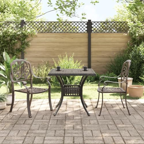 Faroom 3 TLG. Bistro Set, Bistrotisch mit 2 Stühlen, Gartenmöbel Set Alu, Gartenset Balkonset, runder Gartentisch, Balkonmöbel Set Garten Sitzgruppe für 2 Personen Outdoor Bronzefarben