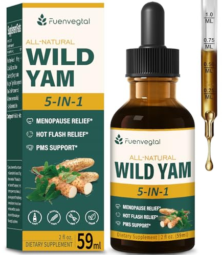 Fuenvegtal Wild Yam Root Extract Drops, Women's Supplement with Fenugreek & Motherwort Herb for Menopause Relief & PMS Support. Fenogreco y Ñame Salvaje para la Menopausia. 2oz