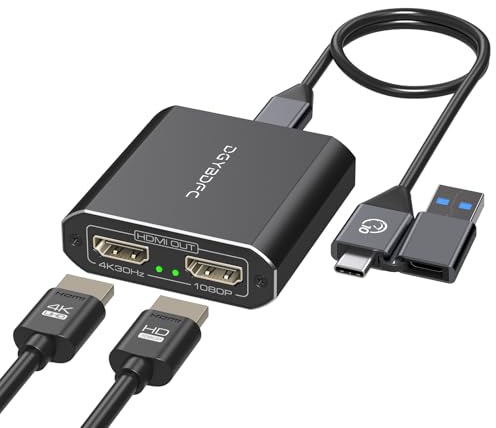 USB A/C to Dual HDMI Adapter Extended Display for Dual Monitor, USB A & USB C to Dual HDMI Splitter Display 3 Separate Screens for Windows, MacOS (Drivers Install Need, Output1 4K30Hz Output2 1080p)