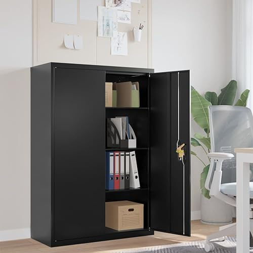 Willood Aktenschrank Büroschrank Metallschrank Lagerschrank Werkzeugschrank Schwarz 90x40x140 cm Stahl