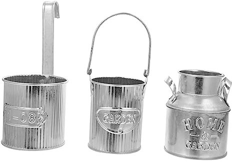 PHENOFICE 3stücke Teiliges Eisen Blumentopf Für Balkon Rustikale Pflanzgefäße Mit Vintage-Finish Für Garten Und Wohnkultur Für Sukkulenten Und Trockenblumen