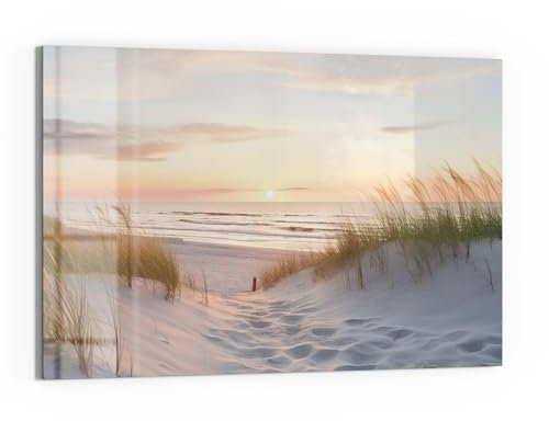 DEQORI Glas-Magnettafel | 60x40 cm cm groß | Motiv Abendruhe am Strand | Memo-Board aus Glas | Magnetboard inkl. Magnete, Stift & Tuch für Küche & Büro | Tafel magnetisch & beschreibbar