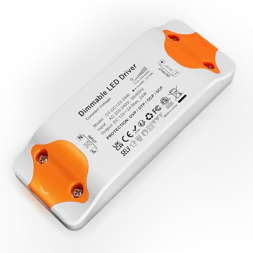 REYLAX LED Trafo 12V Dimmbar TRIAC Netzteil 24W 2A, 118 x 45 x 23mm | Trafo 230V auf 12V DC LED Treiber, Konstantspannungsnetzteil, Niederspannungs Transformator für LED Beleuchtungsanwendungen