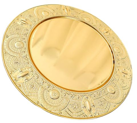 COLLBATH Sturdy Metal Plate Round Tray Fruit Plate Dessert Serving Dish for Home