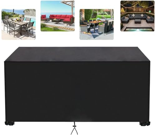 AJALGZ Abdeckplane Gartenmöbel Winterfest Abdeckung für Gartenmöbel 175x65x50cm/LxWxH Gartensofa Abdeckung Winddicht 420D Oxford Gewebe Schutzhülle-Abdeckhauben für Balkonmöbel - Schwarz