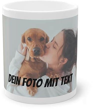 Personalisierte Tasse mit Foto & Text | Individuelle Kaffeetasse mit Hund, Katze oder Haustier selbstgestalten, Geschenk für Tierfreunde
