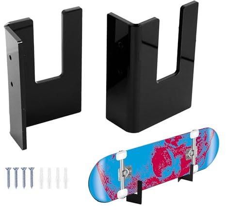 Acryl Skateboard Wandhalterung, Robuste Skateboard Halterung Wand, Auch Als Skihalterung Wand Geeignet, Ski Wandhalterung und Snowboard Wandhalterung, Ideal für Display & Lagerung, Schwarz, 2 Stück