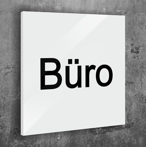 Türschild Büro Weiß Matt Selbstklebend UV Druck 12 x 12cm - 3mm Aluverbund - Made in Germany Art.Nr. W 2007