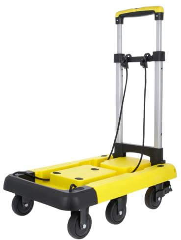 TOUGH MASTER Folding Hand Truck 6 Wheels 150KG Load Capacity, Collapsible Luggage Cart with Adjustable Platform Length and Retractable Handle