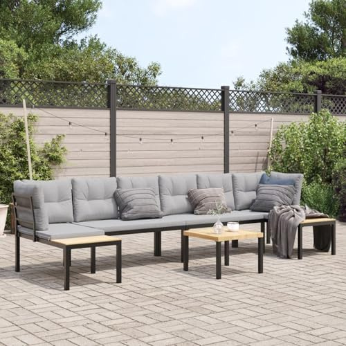 Festnight Gartenlounge Set Metall Lounge Möbel Outdoor Ecklounge Terrassenmöbel Außen Balkon Lounge Gartenmöbel Loungemöbel Ecksofa Gartensofa Lounge Set Outdoor Sofa Balkonmöbel