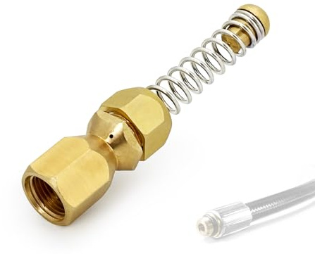 Ugello rotante per la pulizia dei tubi Kärcher – ugello ad alta pressione per la pulizia dei tubi, ugello idropulitrice per Kranzle/Nilfisk ecc, ugello a spirale con molla, attacco G1/8, ottone
