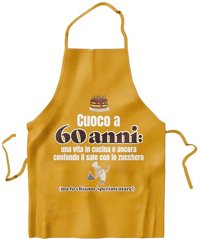 KAÏDENSÏ Delantal barbacoa divertido – Regalo hombre cumpleaños original – Gadget regalos divertidos, Naranja_60 Años, talla unica