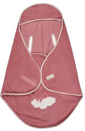 Sterntaler Einschlagdecke Hase Hanni 80x90cm - kuscheliges Microfleece mit Applikation - integrierte Gurtschlitze & Klettverschluss - ideal für Babyschale - Mädchen Kuscheldecke ab Geburt, perlrosa