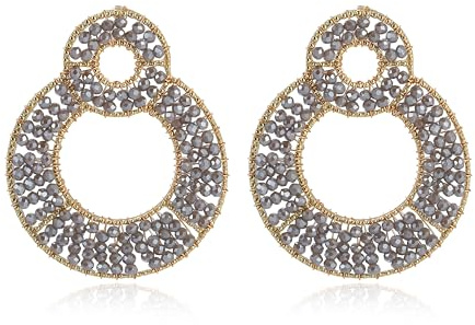 Große Boho Ohrringe Gold Hängend für Damen Statement Kristall Perlenohrringe Hängend im Kreis Geschenke Schmuck für Strand und Party