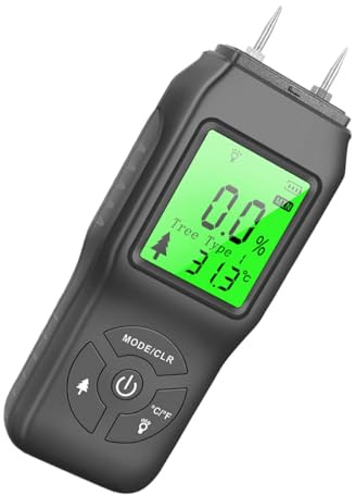 Operitacx Détecteur Humidité Bois Portable Lcd avec Écran Rétroéclairé Testeur de Mur et Chauffage Mesure Rapide Teneur Eau
