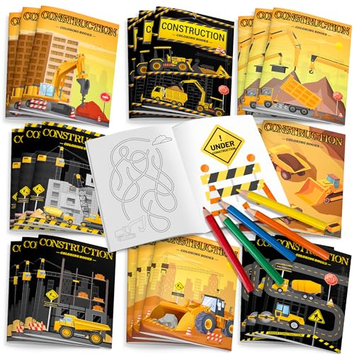 Kaxulvoblig Chantier Livrede Coloriage,36pcs Livres de Dessin de Chantier, Construction Voiture fête Fournitures,pour Décorations D'anniversaire Chantier